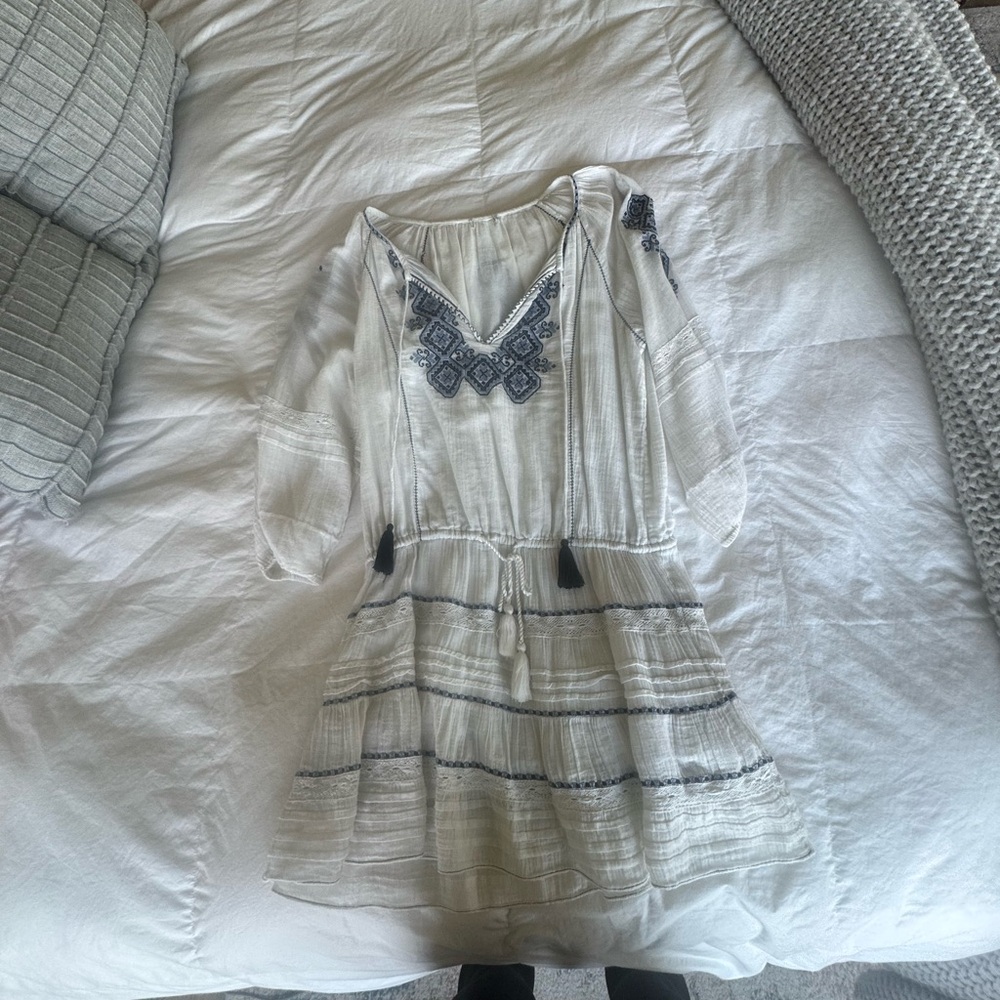 White and Black Embroidered Dress